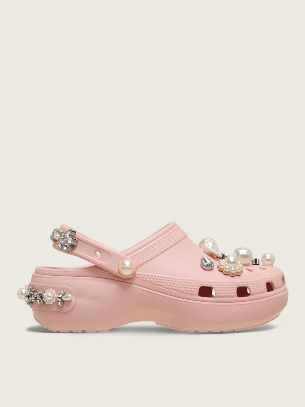 Simone Rocha x Crocs Embellished Classic Platform Clogs in Pink